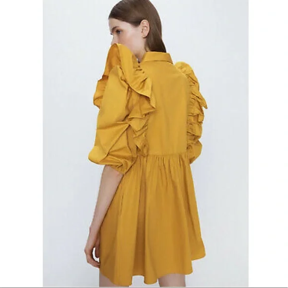 New ZARA RUFFLED VOLUMINOUS DRESS - Picture 10 of 17